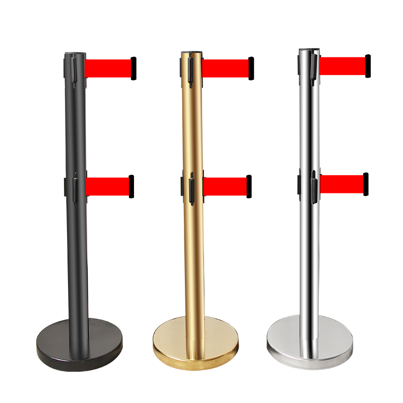 双层一米米线隔离带伸缩排队护栏不锈钢警示柱带护栏