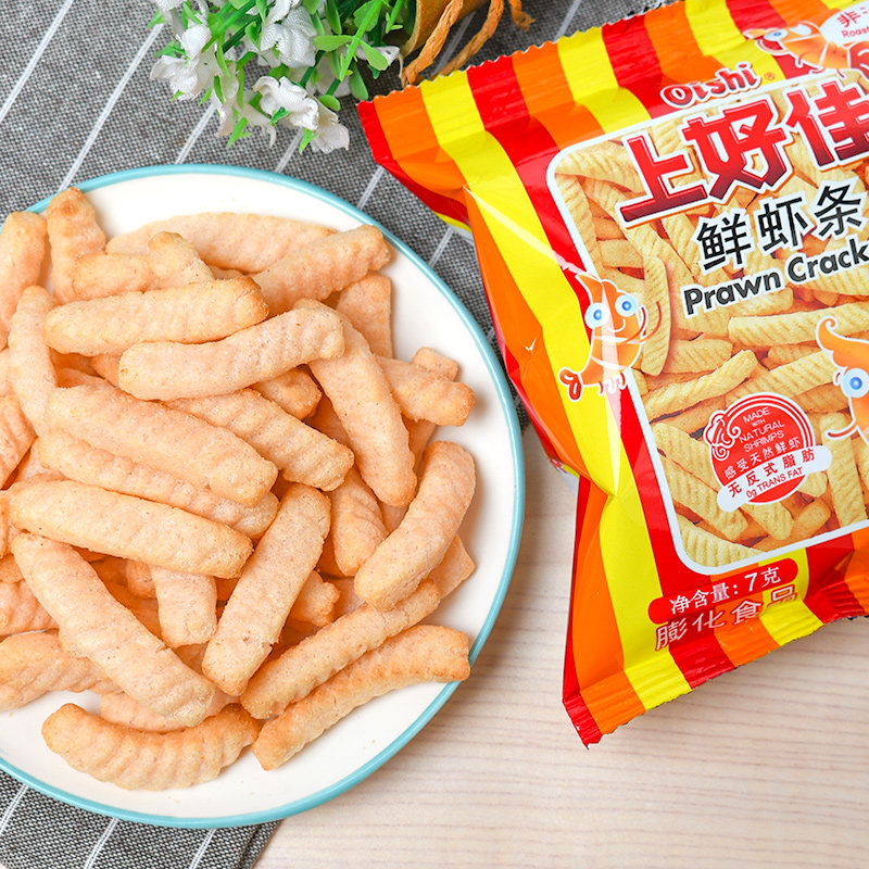 上好佳鲜虾条7g小包包装薯片宿舍小吃耐吃膨化膨化食品