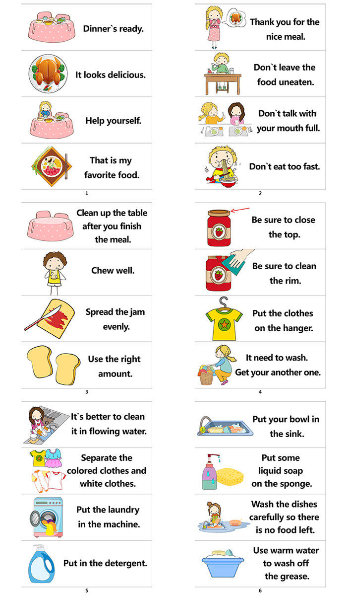 英语日常口语对话卡片家庭生活情境句子亲子早教早教闪卡