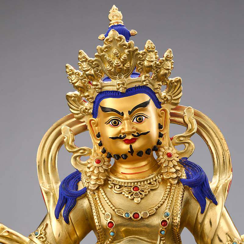 财神纯铜密宗招财供奉客厅神像巴拉鎏金黄财神摆件