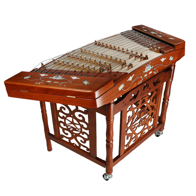 扬琴星海乐器老花梨木贝雕大果紫檀扬琴