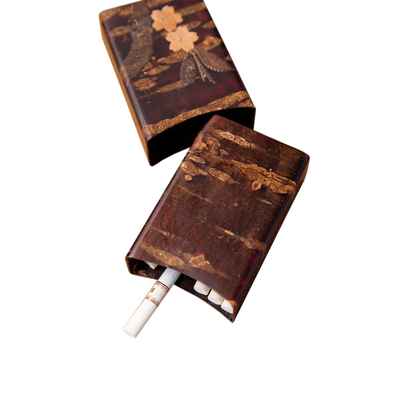 细工樱花日本进口樱皮樱花树树皮木制香烟盒手工烟盒