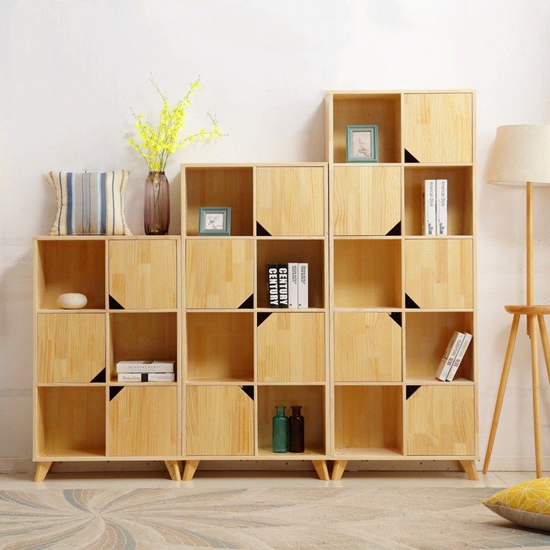 实木书架书柜北欧家用落地置物架现代简约组合格子书架