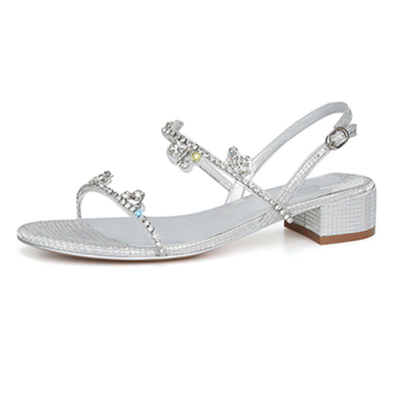 水钻拖鞋女夏外穿2022年新款法式仙女一字带凉鞋平底粗跟高跟凉拖