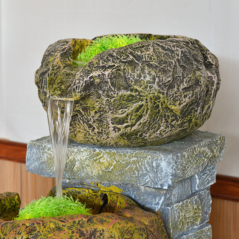 欧式田园喷泉流水景摆设室内风水轮办公室摆件工艺品客厅加湿器