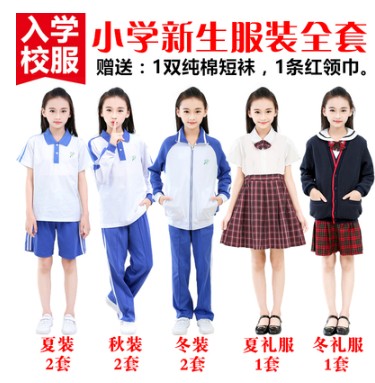 小学校服深圳统一男女学生夏秋冬装运动服长短袖礼服套装   广东校服