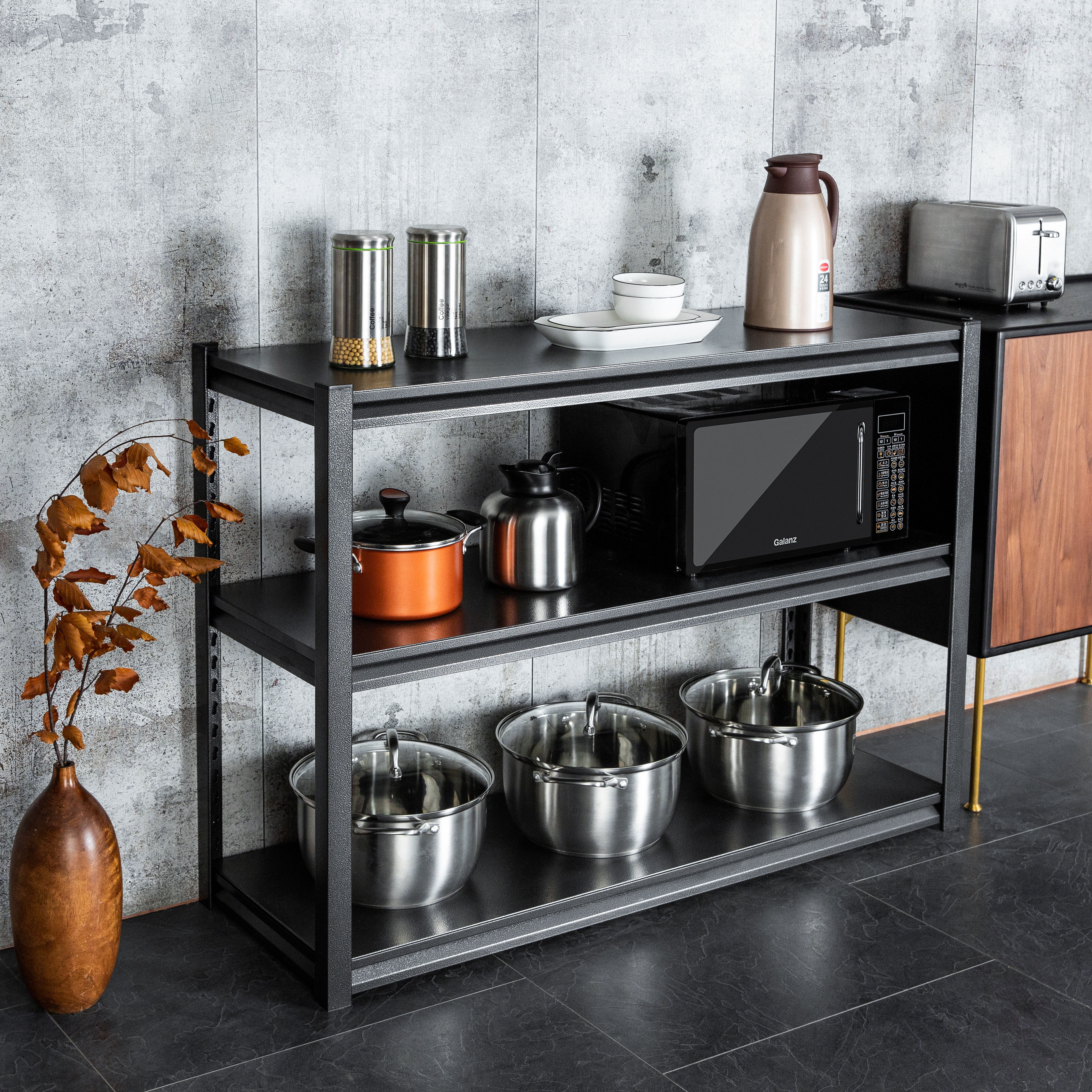 厨房置物架橱柜落地式多层货架三层阳台厨房置物架