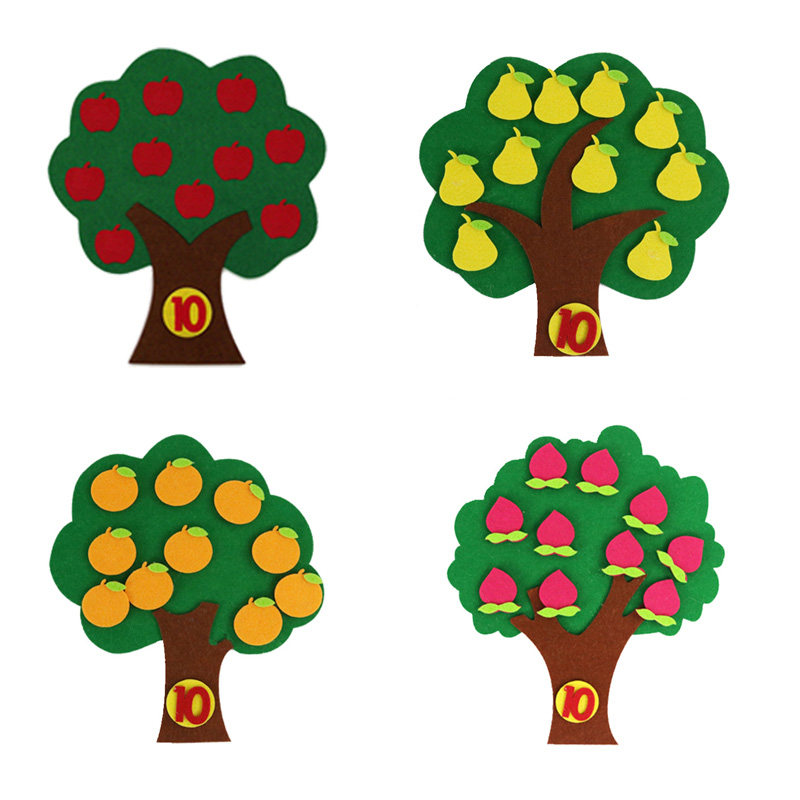 织布儿童手工创意diy苹果树生活区益智区数字字区手工创意粘贴类