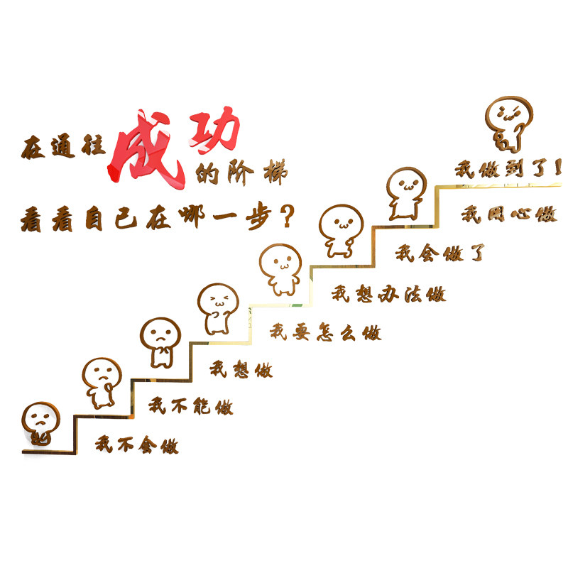 成功阶梯励志标语亚克力3d立体墙贴公司办公室墙贴