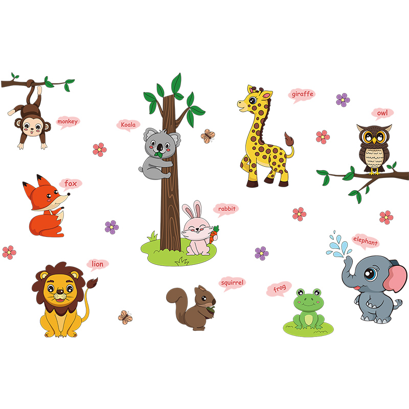 卡通墙贴幼儿园墙面装饰教室布置贴画动物图案墙贴