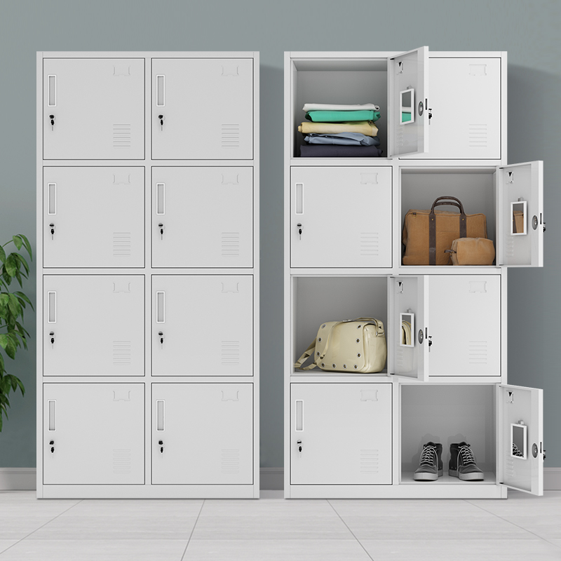 健身房衣柜8门更衣室铁皮柜带锁储物柜车间员工更衣柜更衣柜