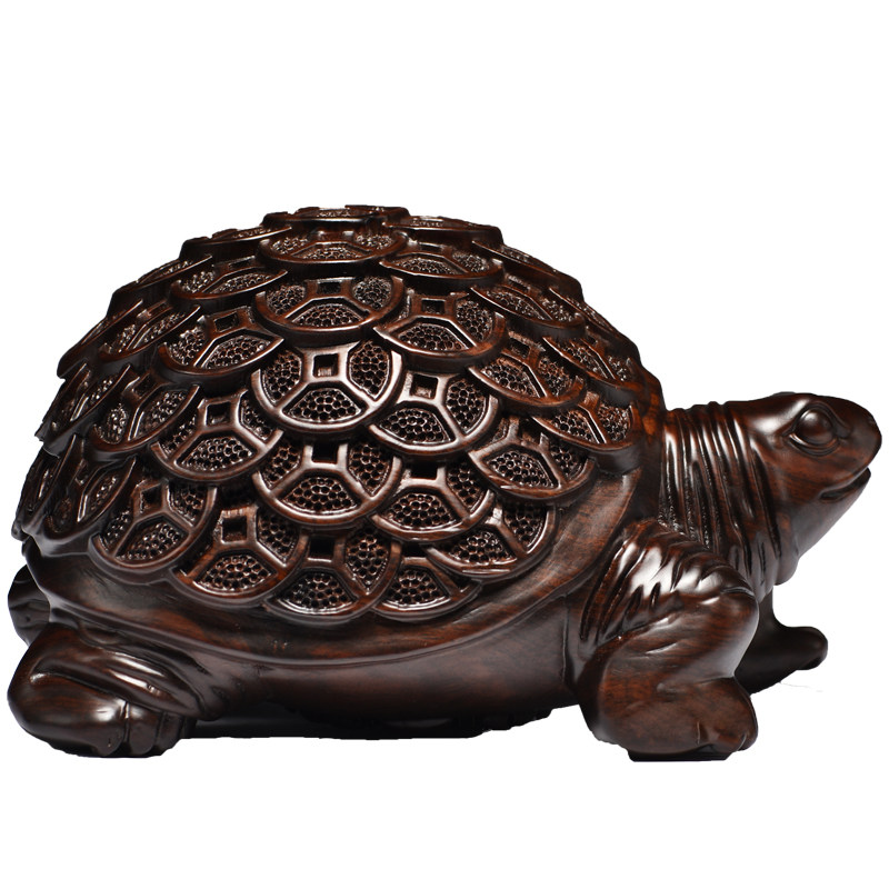 檀木木雕金钱龟摆件实木乌龟家居客厅玄关装饰装饰摆件