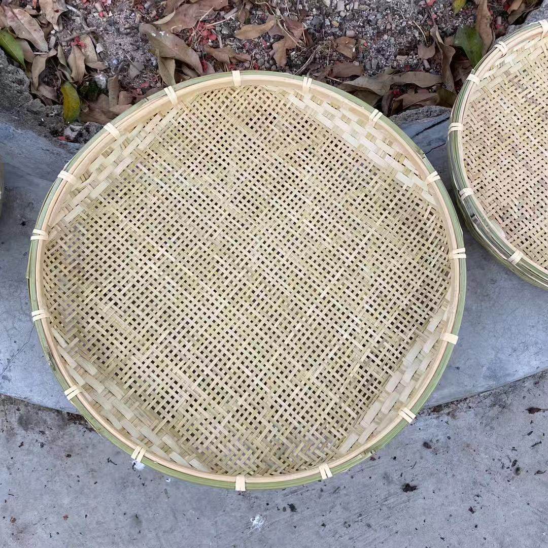 簸箕米筛竹编竹制竹制品品竹筛子弧底竹匾加固竹编