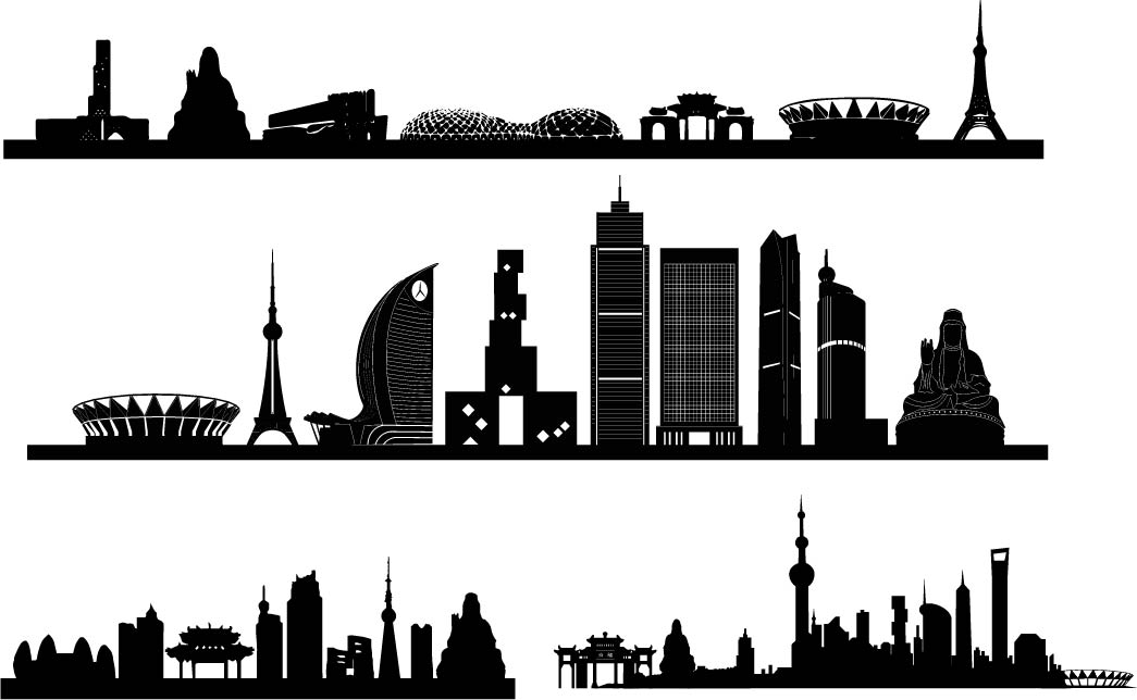 佛山城市剪影地标建筑标志会展背景旅游景点ai设计素材