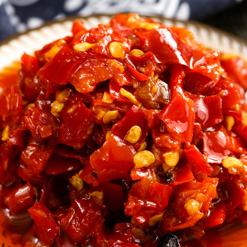 湖南特产梁嘉农家自制辣椒酱458g剁椒酱拌饭豆鼓调料下饭菜剁辣椒