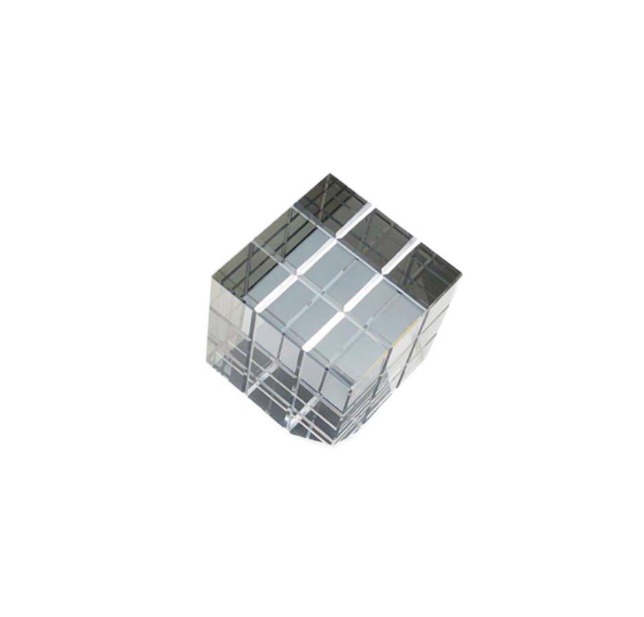 水晶方体摆件现代简约透明烟灰色正方形水晶魔方摆件样板房饰品摆