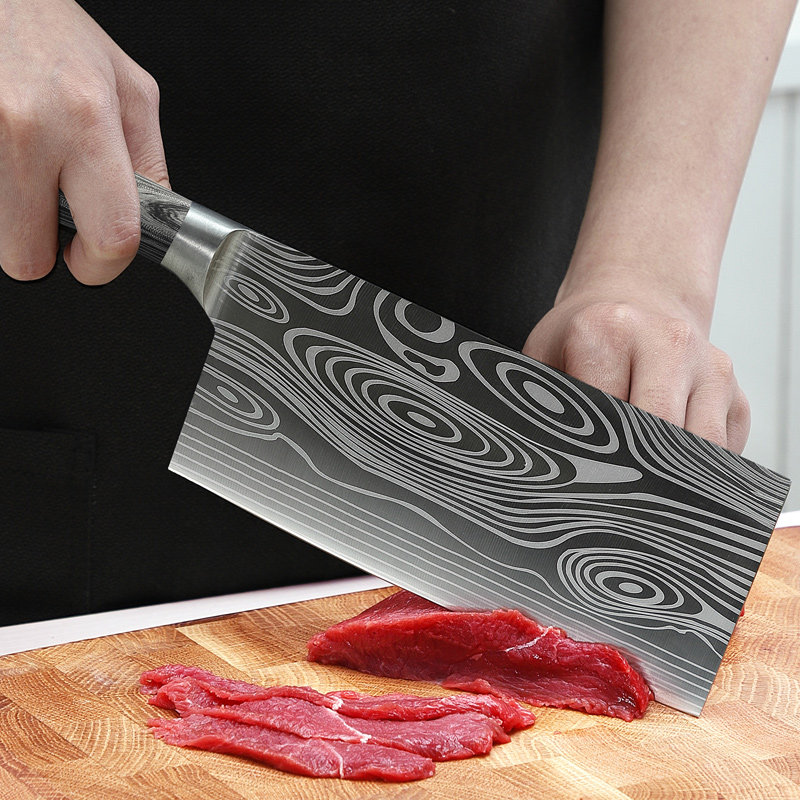 行冠菜刀家用砍骨切片切肉刀料理刀厨师专用锻打免磨阳江刀具套装