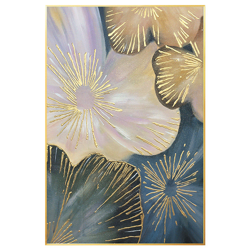 金箔手绘油画轻奢现代简约玄关入户过道走廊装饰画油画