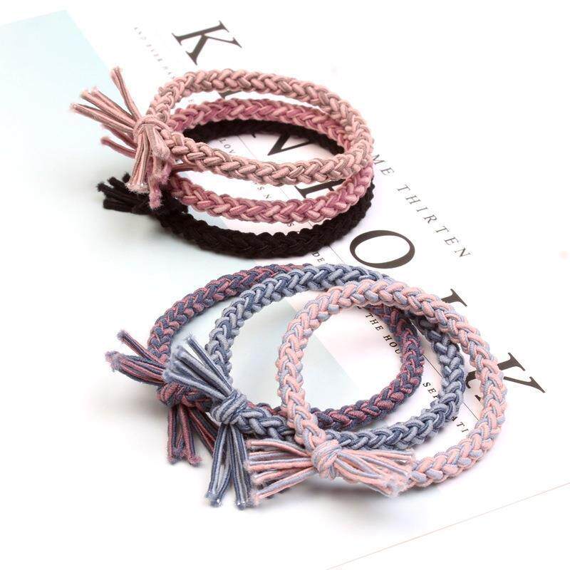 手工弹力高弹力头绳麻花编织发绳30个辫子双色发饰