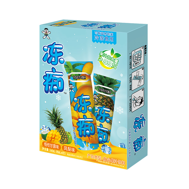 拍10件 旺旺果汁网红冰棒冰淇淋冻痴85ml*4常温可保存凤梨 杨枝甘露