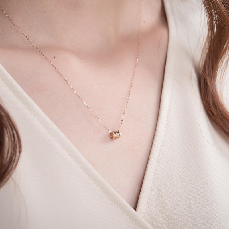 royan珠宝 小蛮腰钻石项链套链18k玫瑰金彩金真钻正品锁骨链女