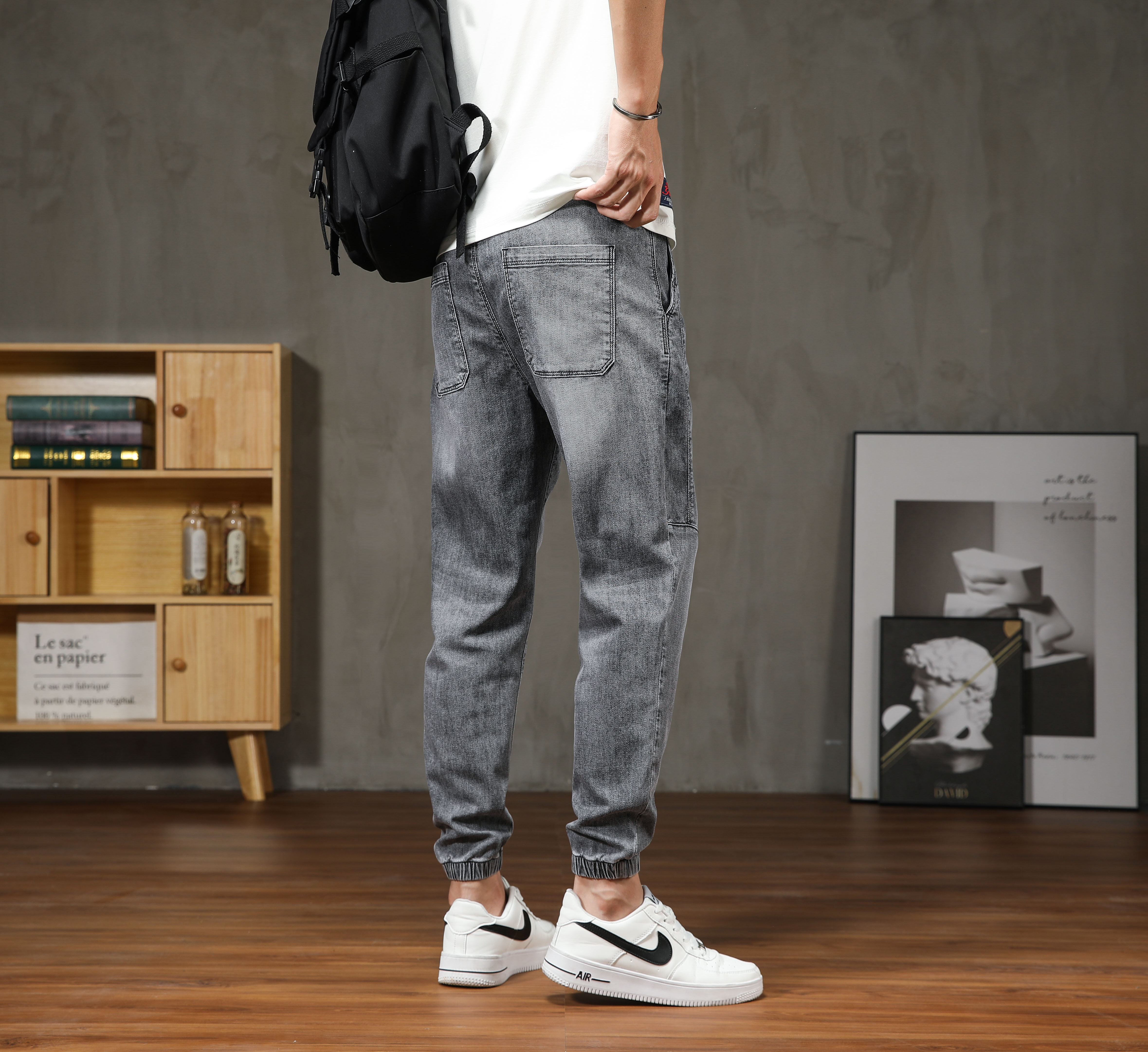 哈伦裤男工装新款牛仔裤宽松休闲长裤韩版潮流牛仔裤