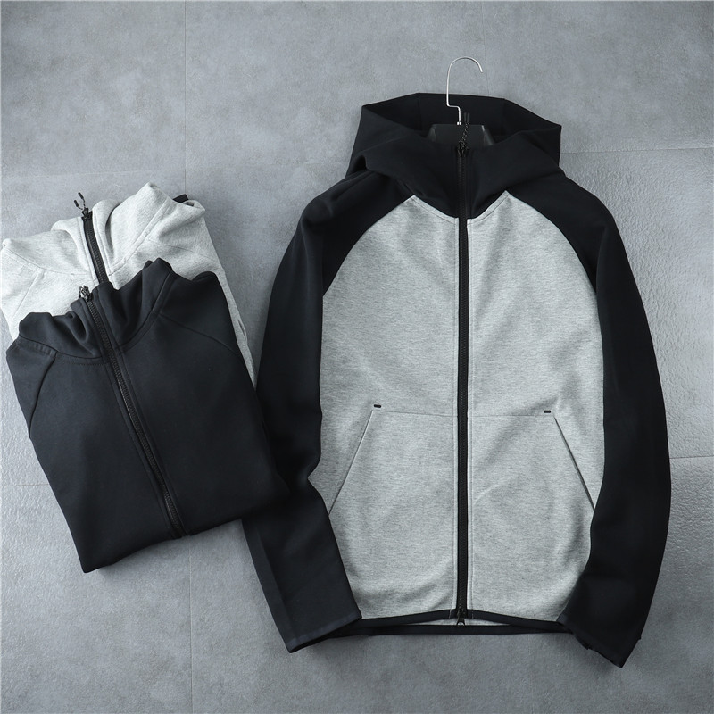 春秋新品男子夹克外套针织包边短款修身休闲连帽拉链运动服