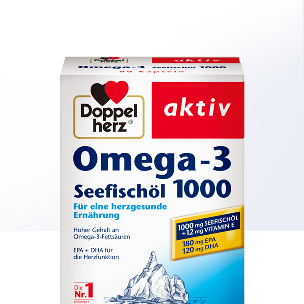 【直营】德国双心进口高浓缩dha深海鱼油软胶囊1000mg 80粒