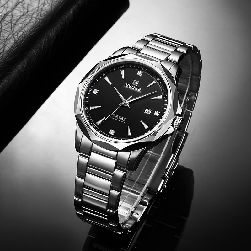 ebohr依波不锈钢石英手表蓝宝石表镜商务休闲5118国产腕表
