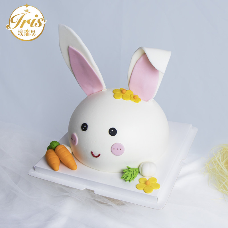 网红可爱动物立体兔子造型创意女生宝贝定制生日蛋糕深圳同城配送
