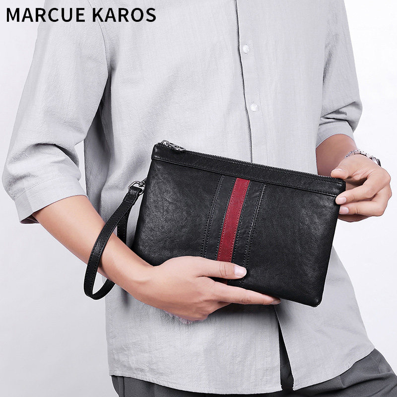 mk商务信封大容量韩版牛皮潮牌手抓包轻奢手包男士包袋