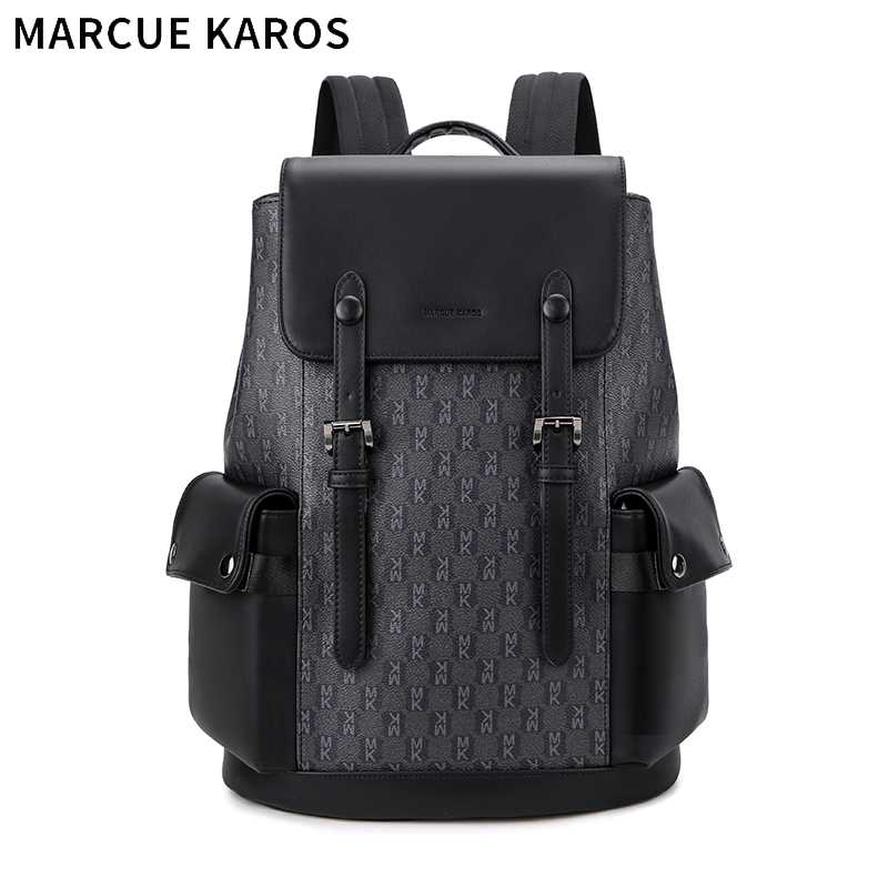 mk背包背包男男士真皮双肩包潮流休闲商务商务旅行双肩背包