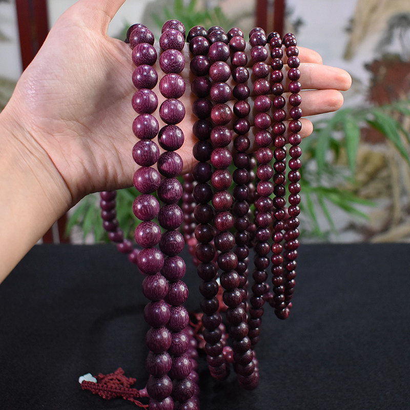 巴西紫罗兰佛珠108颗手链紫苏苏木手串男女情侣佛珠