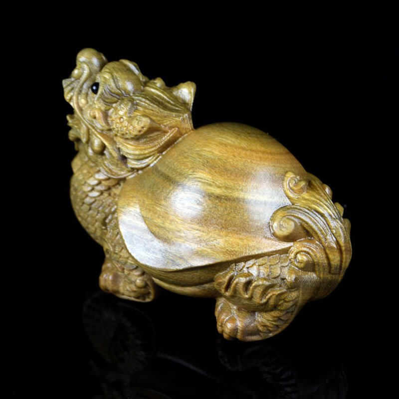 摆饰绿檀龙龟手把木雕木雕工工艺工艺品品瑞家居木雕