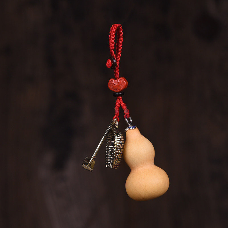 瓢客天然葫芦钥匙扣挂件纯铜五帝钱朱砂中国国风葫芦