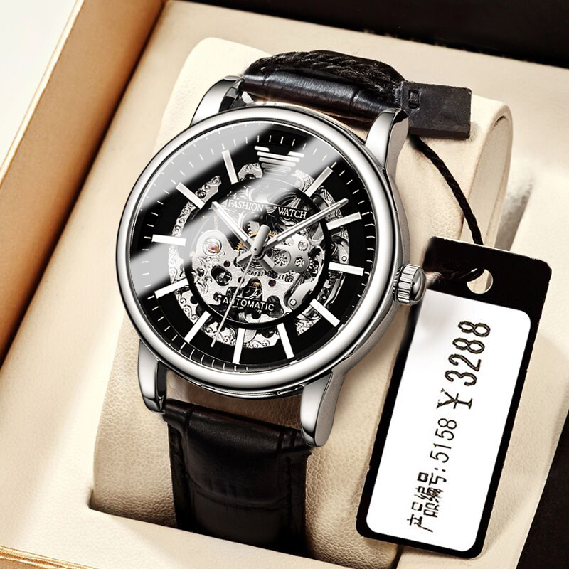 官方正品阿玛妮黑武士名牌手表男士全自动机械表镂空十大品牌男表