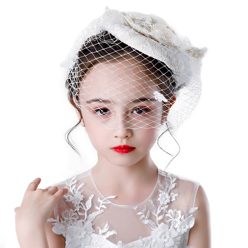 女童走秀面纱儿童公主头饰小朋友演出礼帽发饰发饰