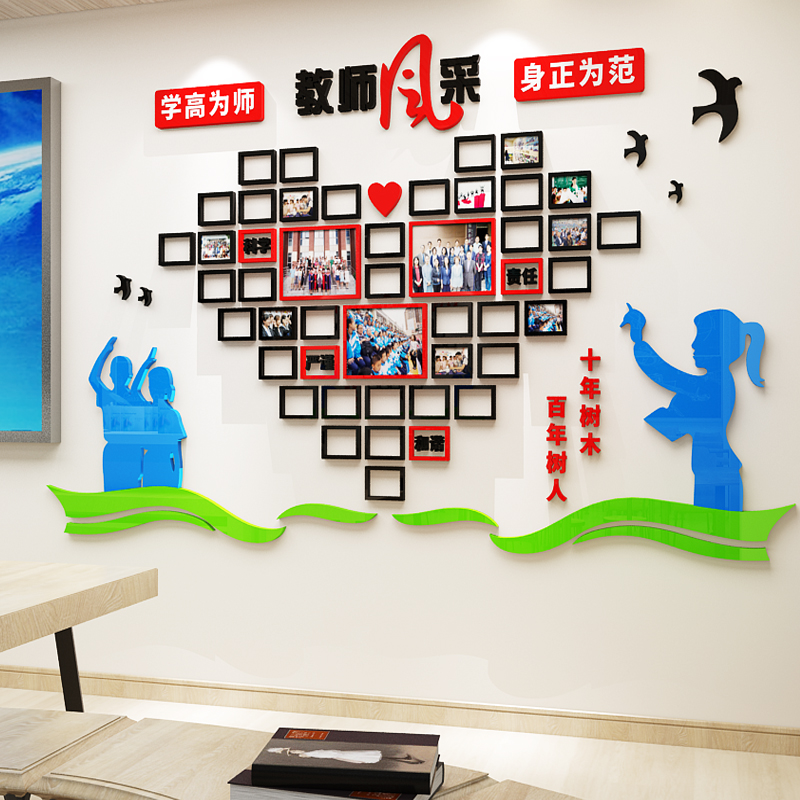 教师风采简介展示墙墙贴画教育培训学校老师形象师资