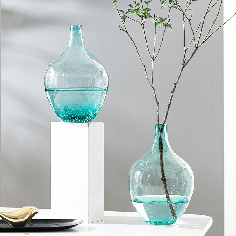 摆件一枝花细口小口玻璃花瓶日本吊钟马醉木插花花瓶