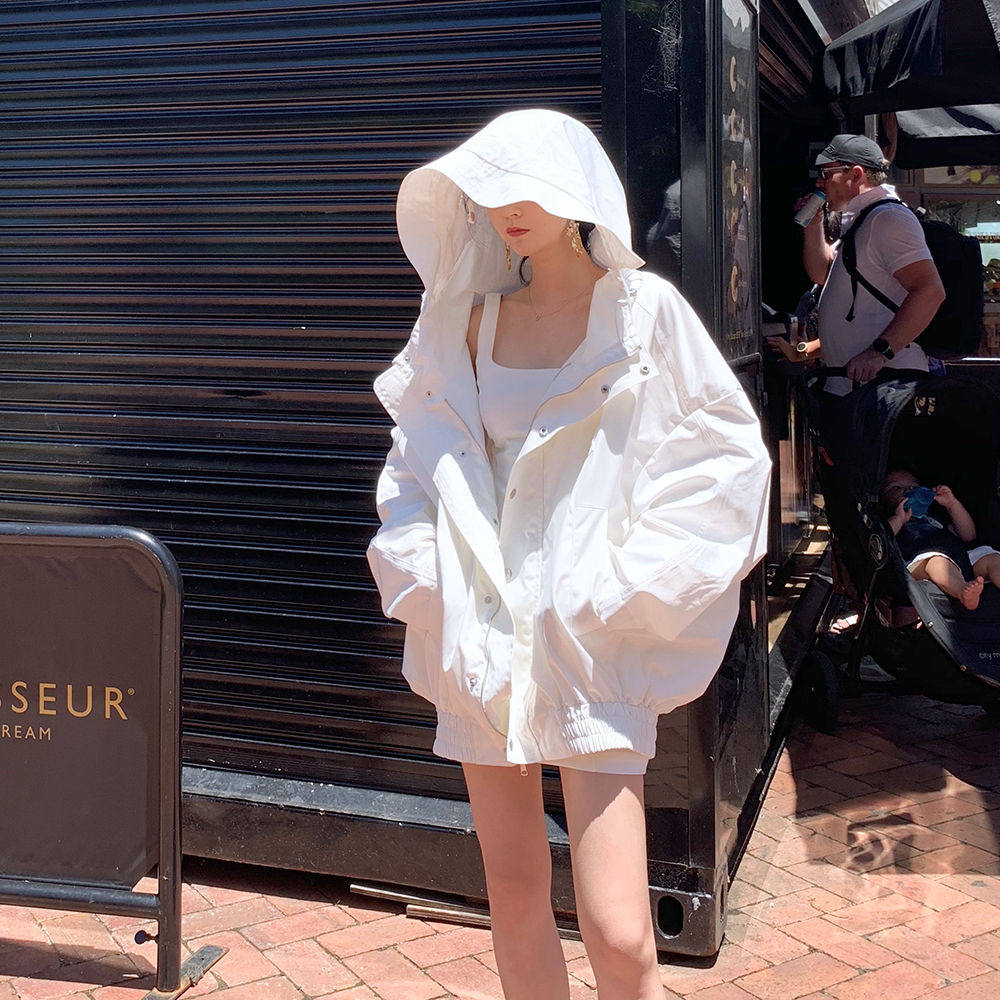 2019新款春装ins潮气气质女神百搭短款白色风衣