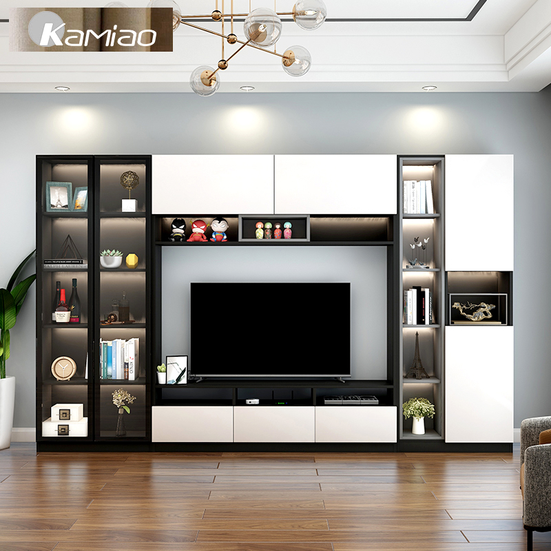北欧电视柜背景墙一体客厅多功能组合墙柜现代简约储物柜电视柜