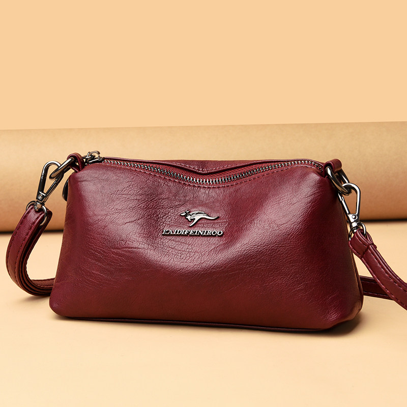 袋鼠包斜挎真皮包包小包斜挎妈妈中老年牛皮百搭小方包