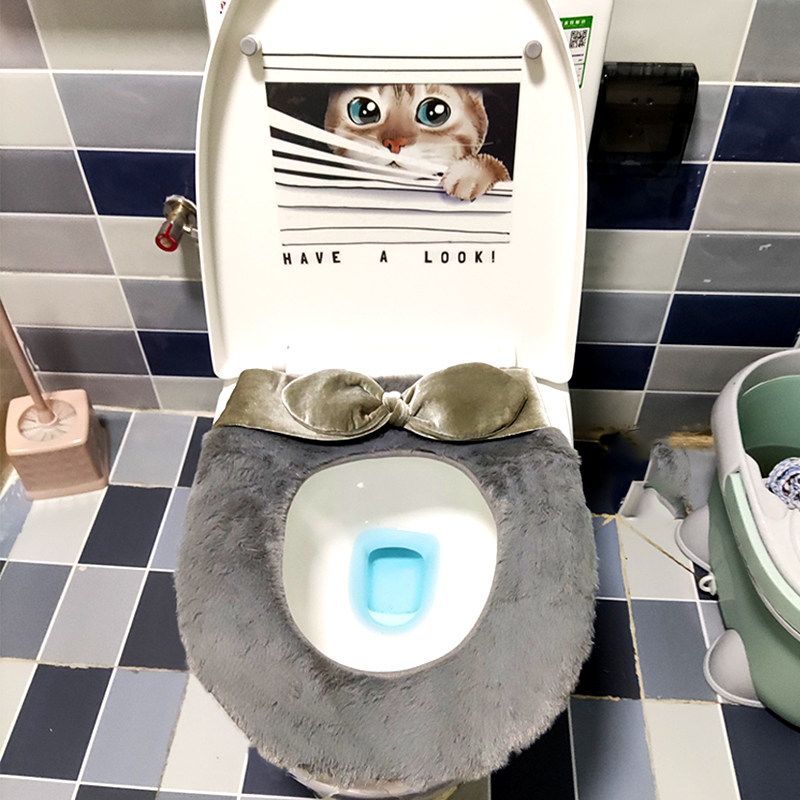 可爱可爱兔兔耳朵加厚毛绒马桶套通用款家用坐便器马桶套