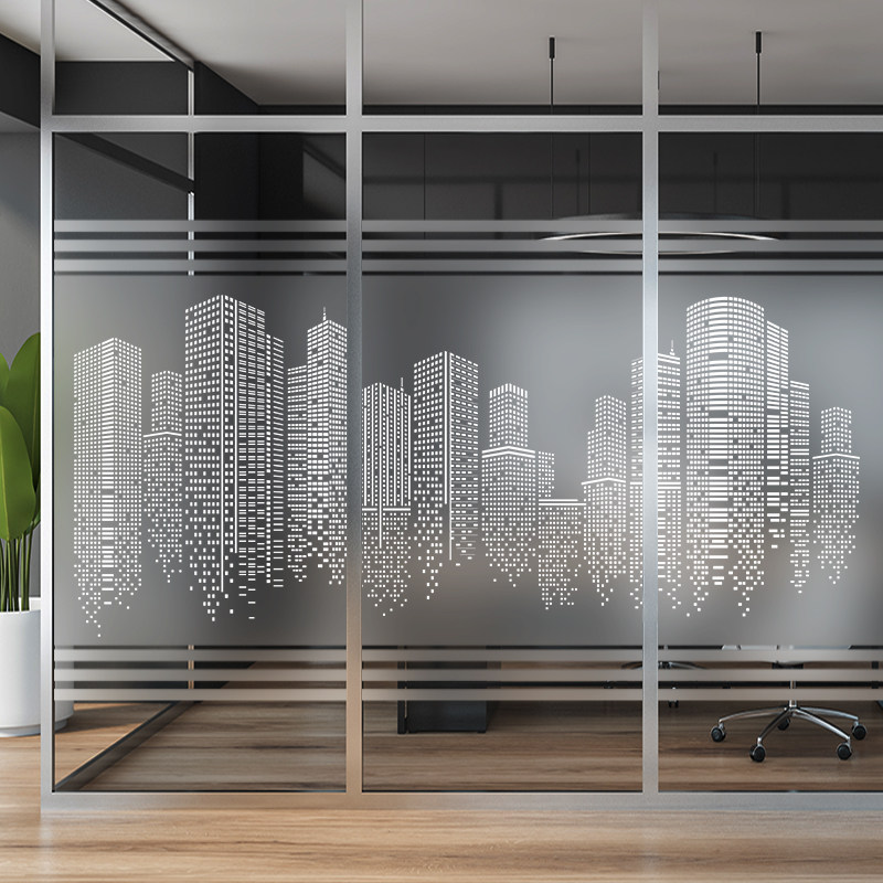 玻璃贴纸定制镂空磨砂办公室公司logo静电贴自瓷砖