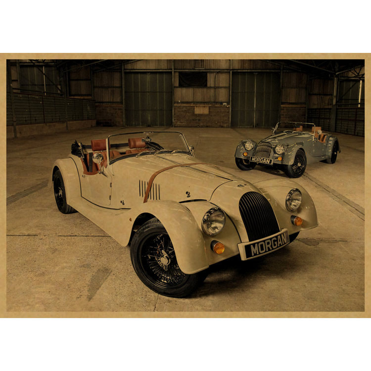 老爷车画报复古汽车海报牛皮纸装饰画寝室宿舍贴画现代装饰画