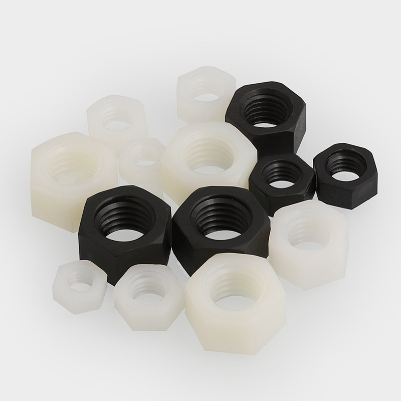 螺母m2m2.5m3m4m5m6m8m10m12白色黑色尼龙六角塑胶螺帽螺母