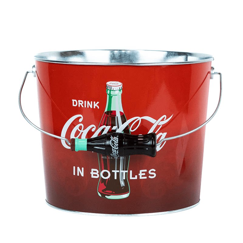 美国cocacola可口可乐复古派对铁皮手提冰桶酒吧冰桶