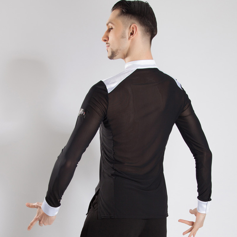 上衣舞蹈yjfy拉丁舞男士新款比赛练习服开表演拉丁舞上装