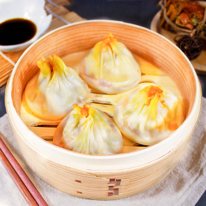 风马牛无锡蟹粉小笼包12只鲜肉蟹黄蟹肉灌汤包子包点