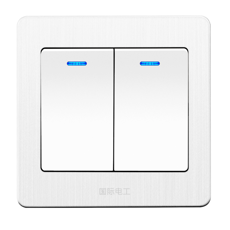 开关国际电工双开双家用两位双联二开双控楼道暗装双控开关